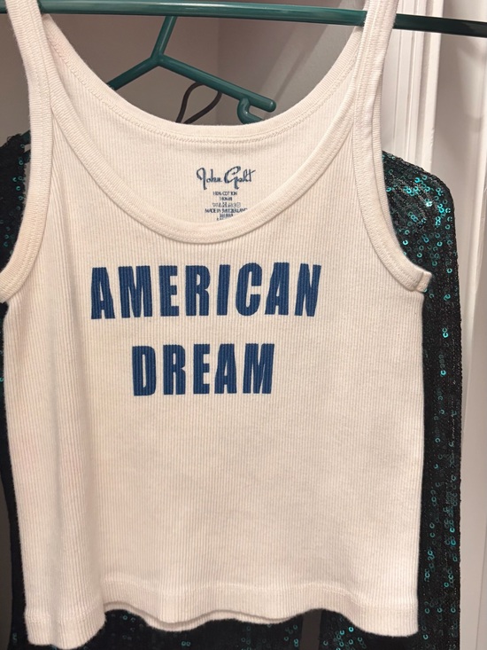Brandy Melville Tops - Brandy Melville White Ribbed Tank with Blue Graphic